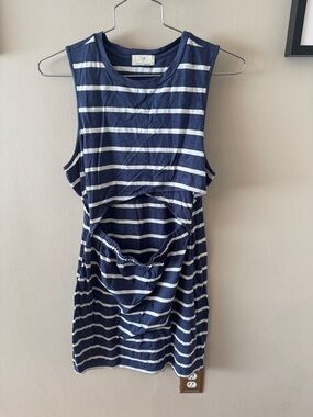 T.La Navy and White Striped Sleeveless Mini Dress
